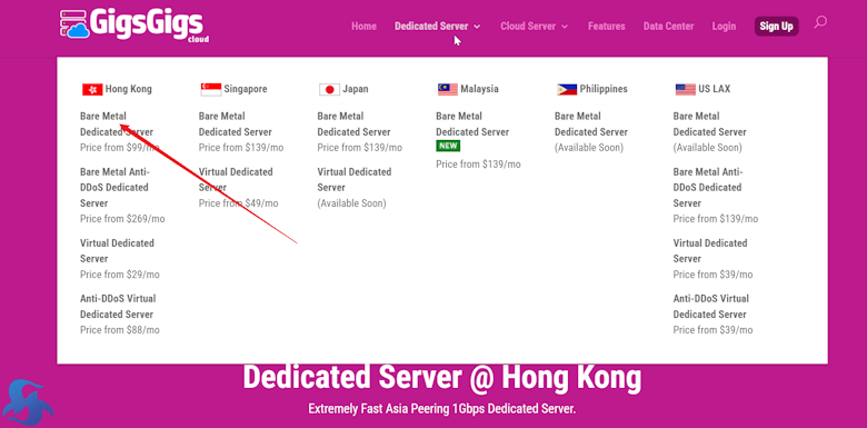 GigsGigsCloud香港大带宽服务器